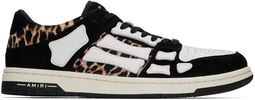 Shop Amiri Black & White Leopard Skel-top Low Sneakers