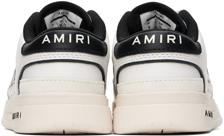 Amiri Kids Classic Logo Leather Sneakers In White Black