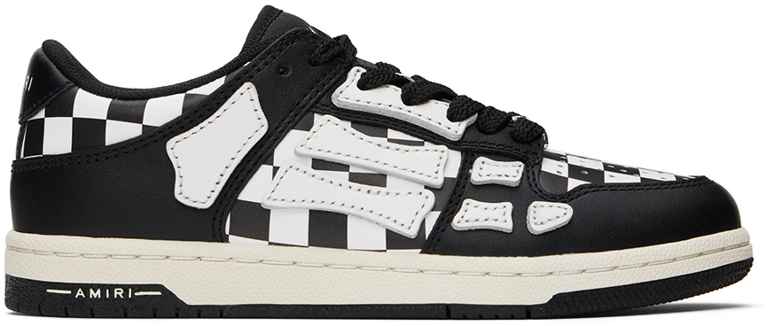 Amiri Kids Black & White Checkered Skel Top Low Sneakers In Black White