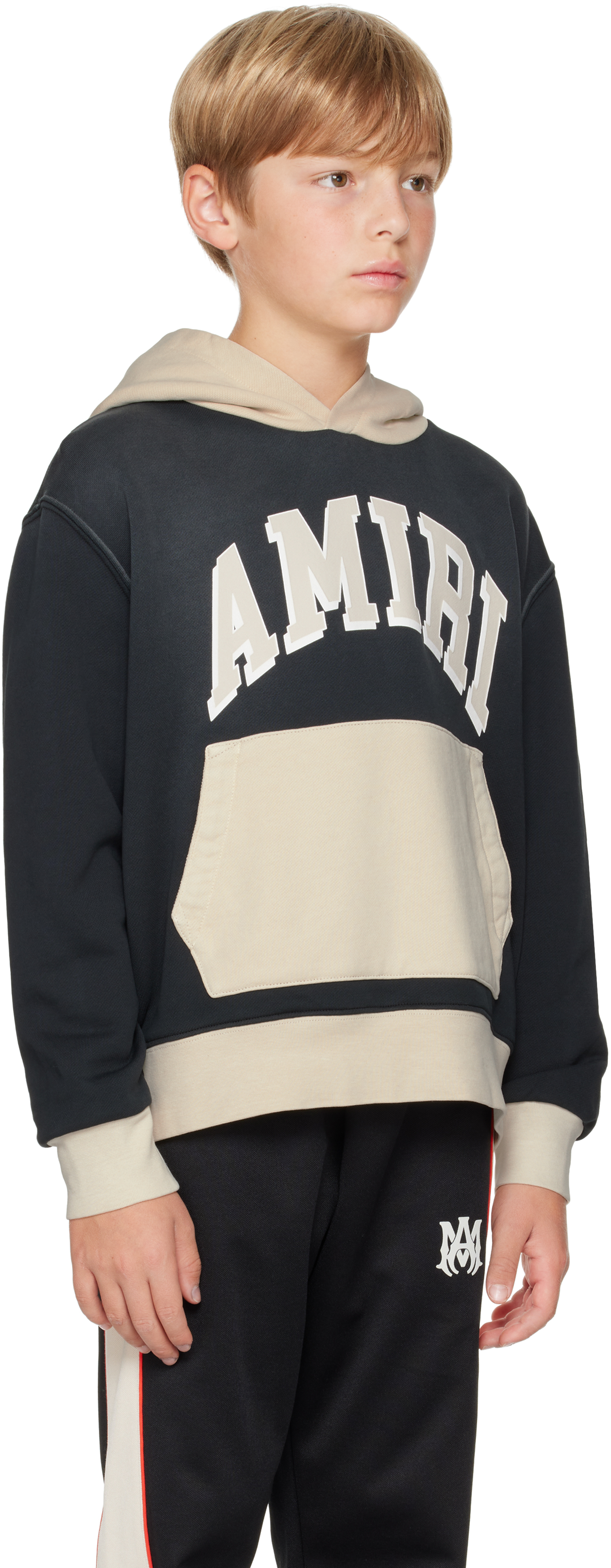 Amiri Kids Black & Beige '' Collegiate Hoodie In Black