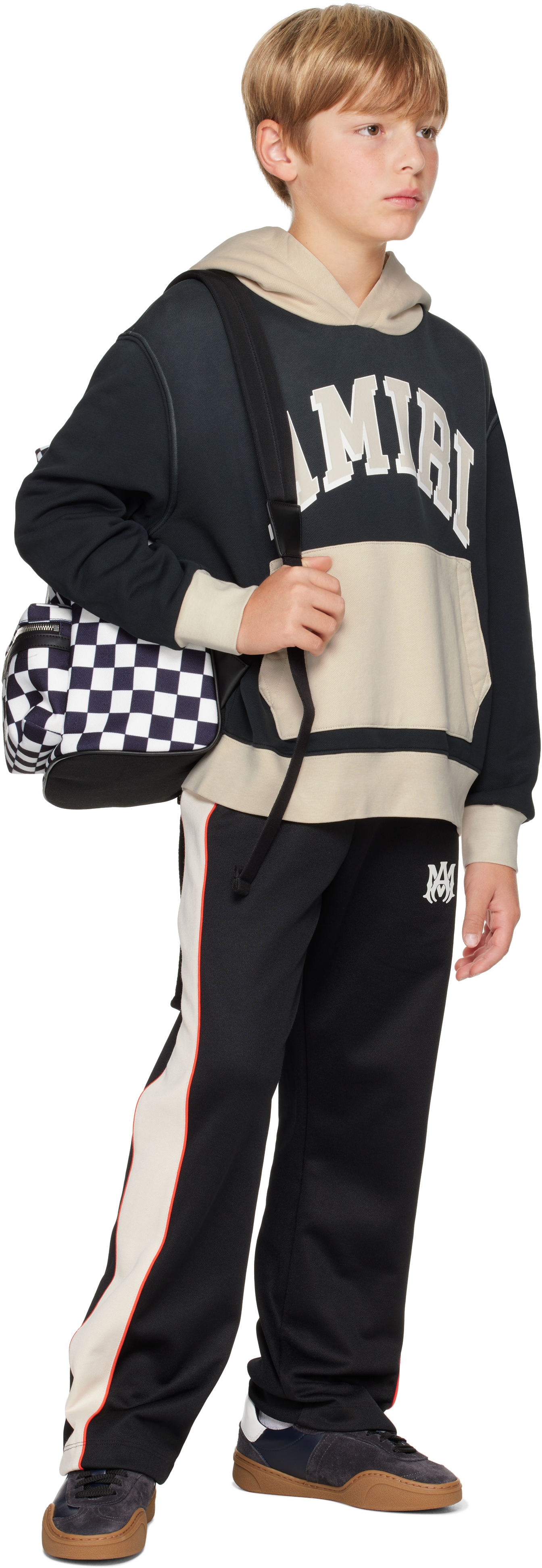 Amiri Kids Black & Beige '' Collegiate Hoodie In Black