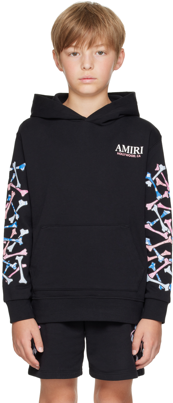 Amiri Kids Black Bandana Bones Stacked Hoodie In Black
