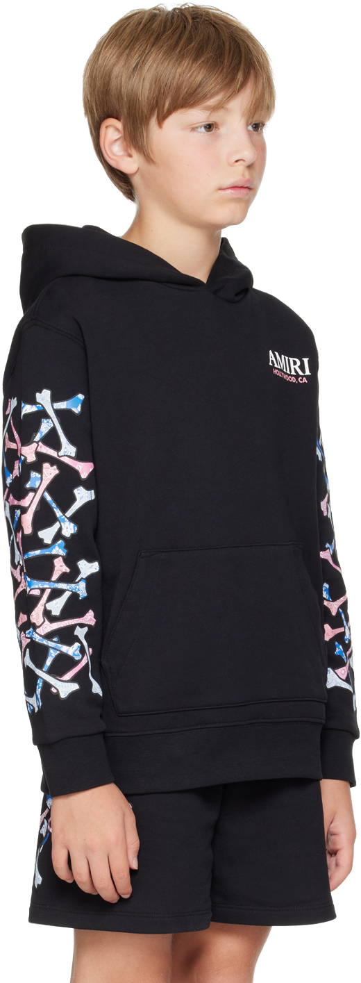 Amiri Kids Black Bandana Bones Stacked Hoodie In Black