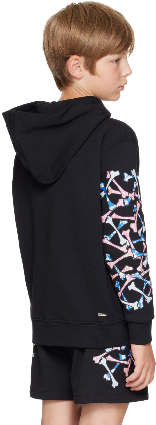 Amiri Kids Black Bandana Bones Stacked Hoodie In Black