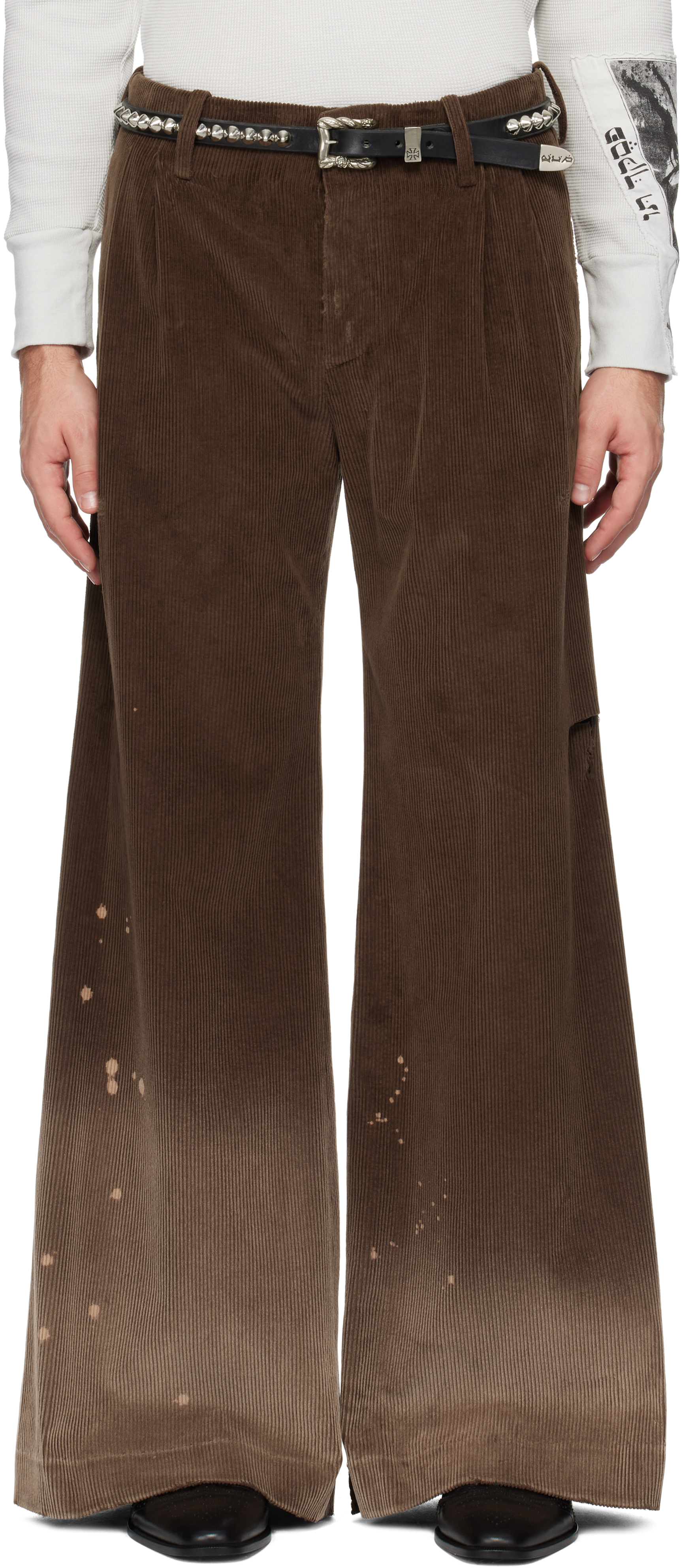 Brown Corduroy Wide Leg Flare Trousers