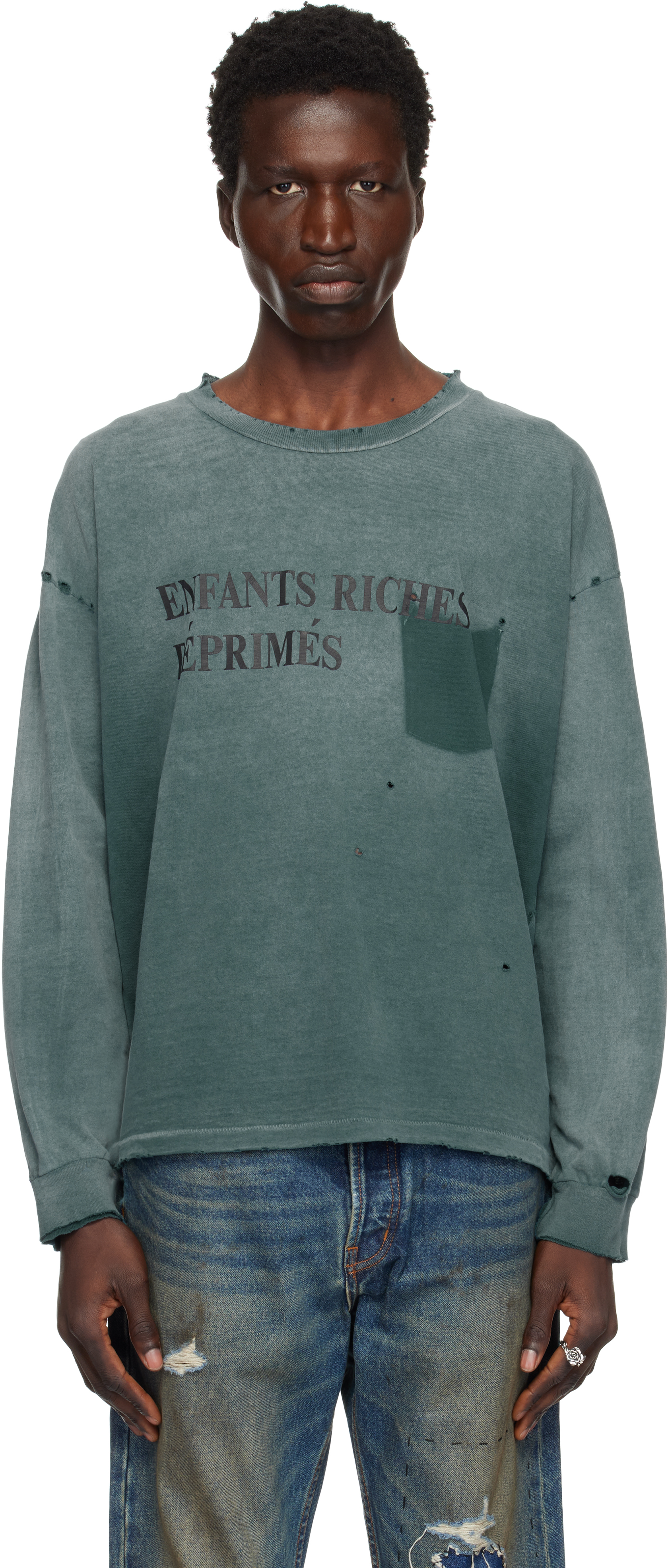 Enfants Riches Deprimes Logo-print Distressed Cotton-jersey T 