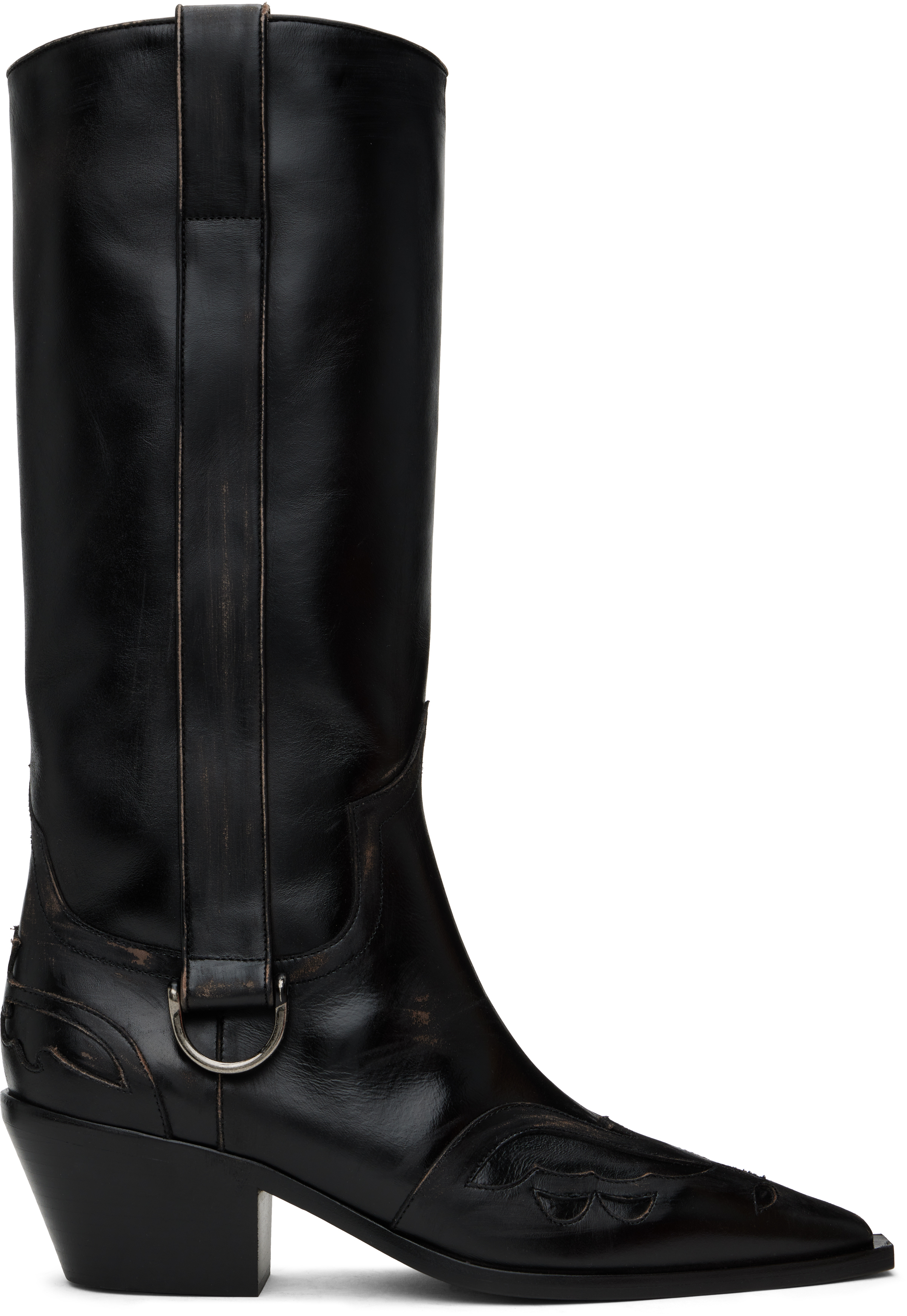 Black Painted Cowboy Tall Boots