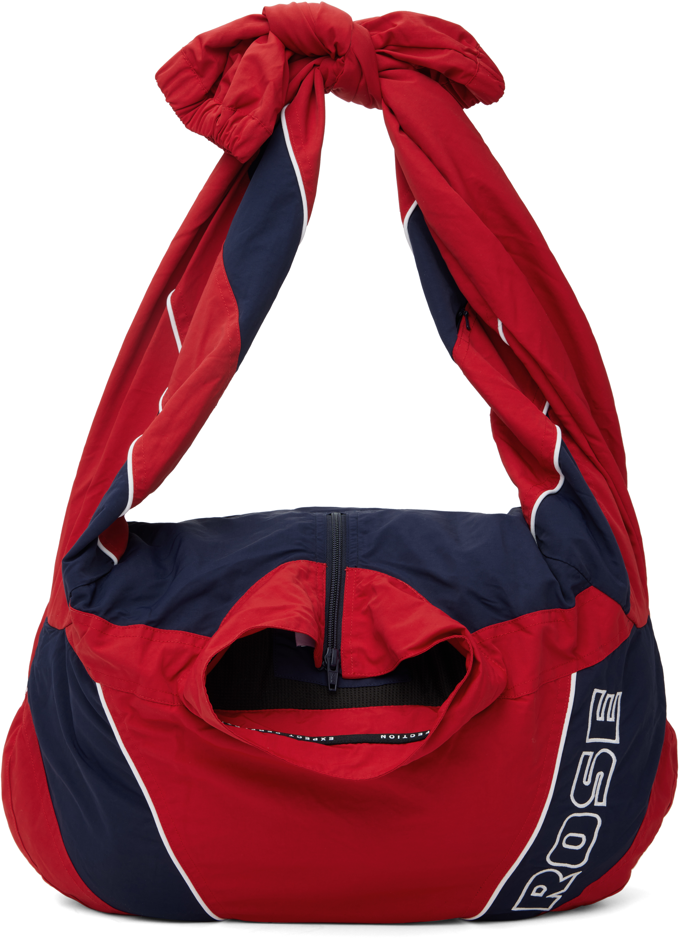 MARTINE ROSE RED & NAVY TRACK JACKET TOTE 