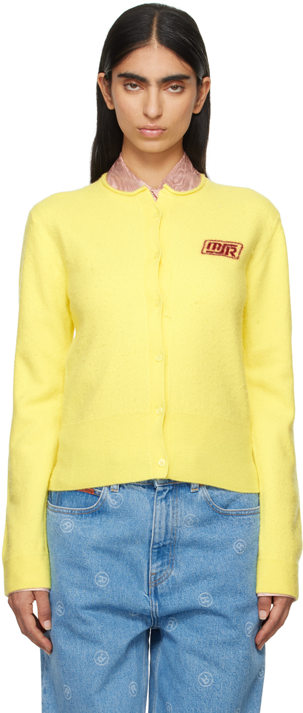 Shop Martine Rose Yellow Pilling Cardigan In Ylw Yellow Acid Yell