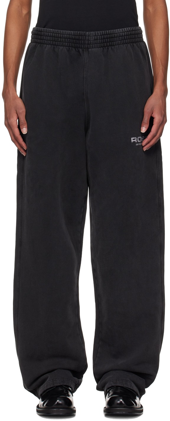 Martine Rose Black Wide Leg Track Pants In Black Washed Rose