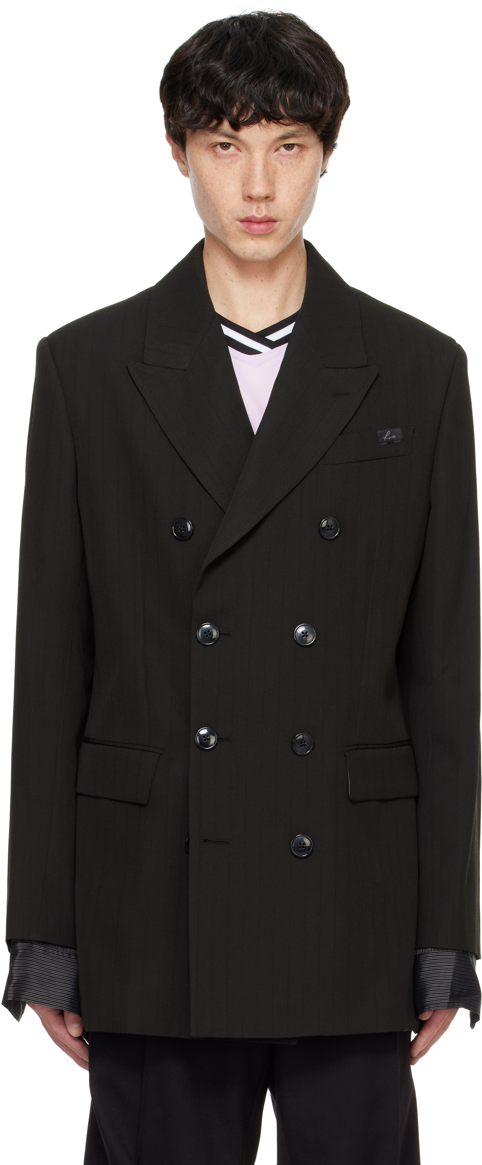 Martine Rose: Black Double Breasted Short Blazer | SSENSE Martine Rose: Black Double Breasted Short Blazer | SSENSE
