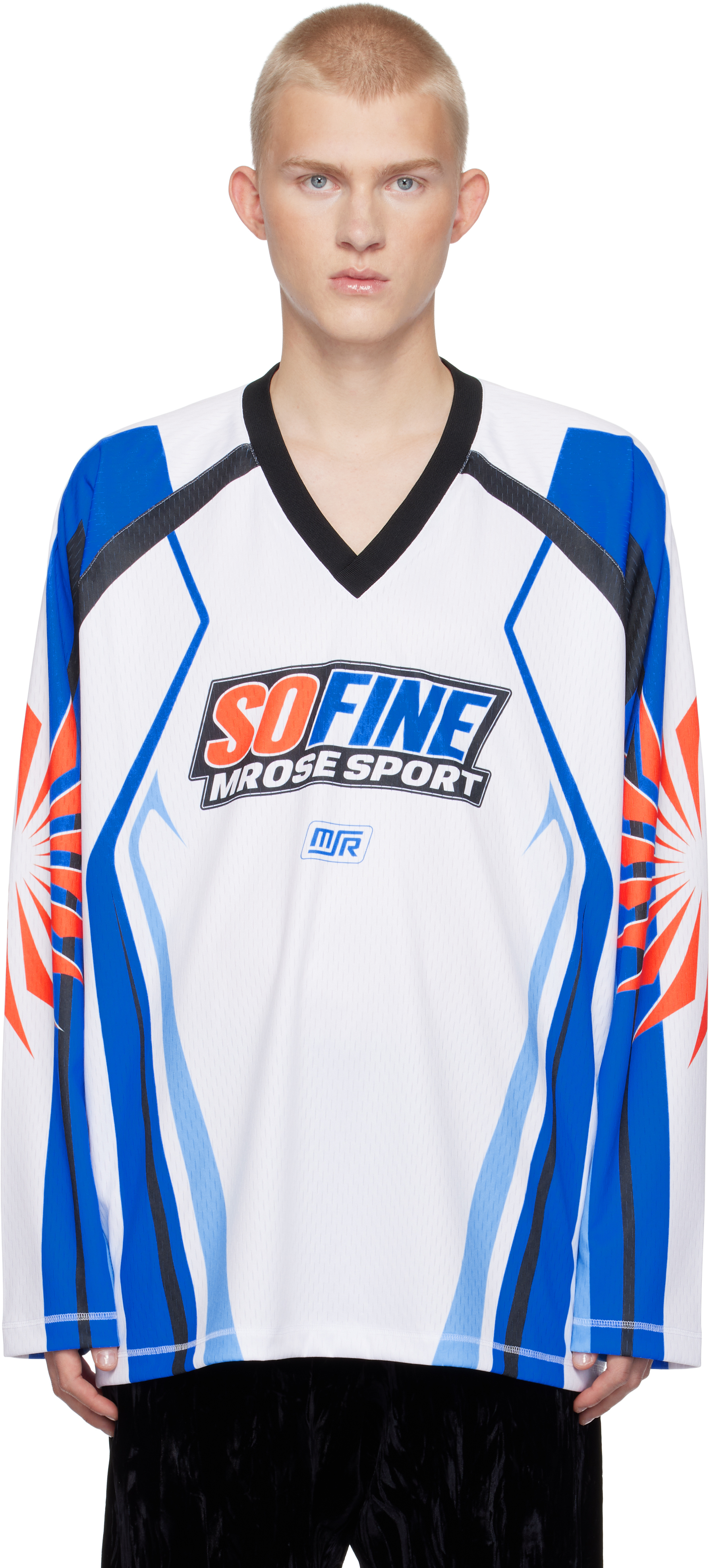 White & Blue Motocross Jersey T-shirt