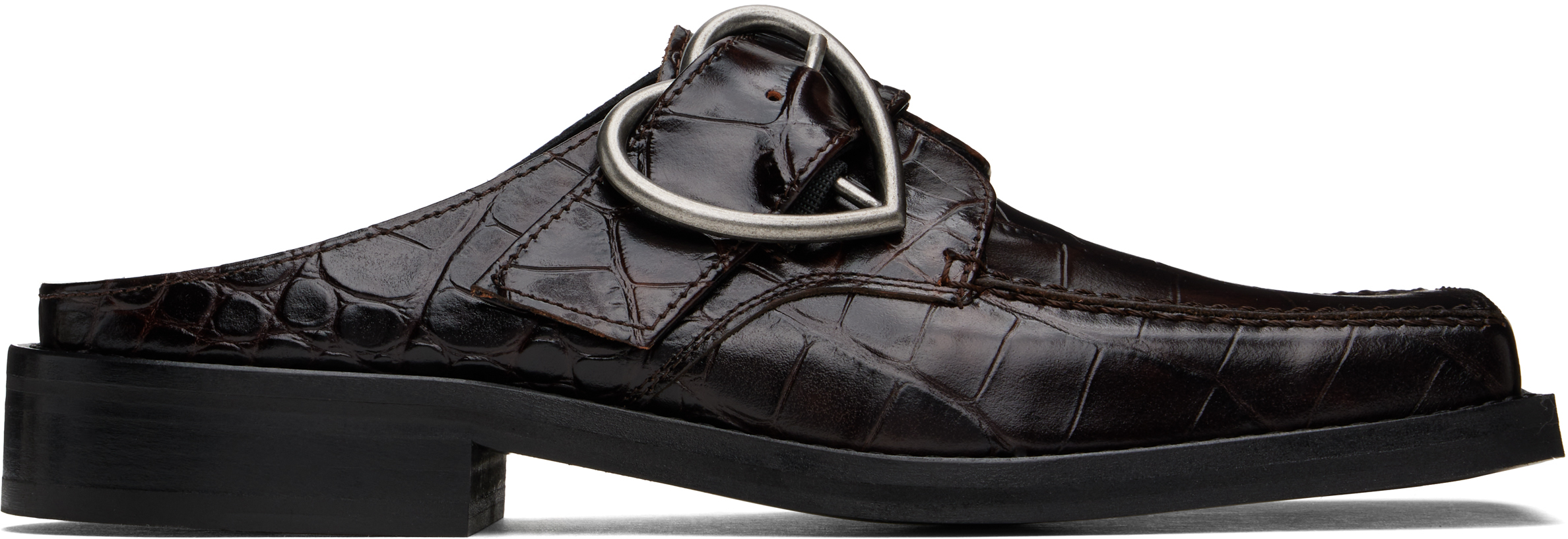 martine rose brown square toe buckle mules