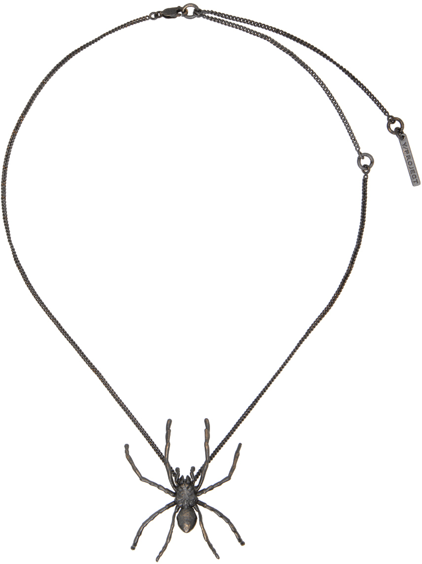 Shop Y/project Gunmetal Spider Pendant Necklace In Brushed Black/copper