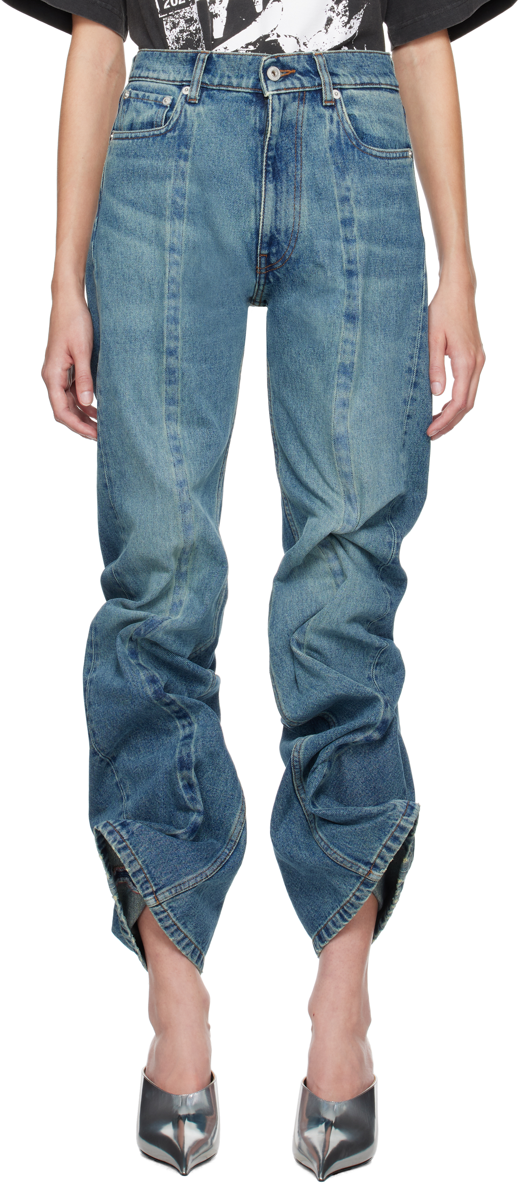Indigo Wire Jeans by Y/Project on Sale