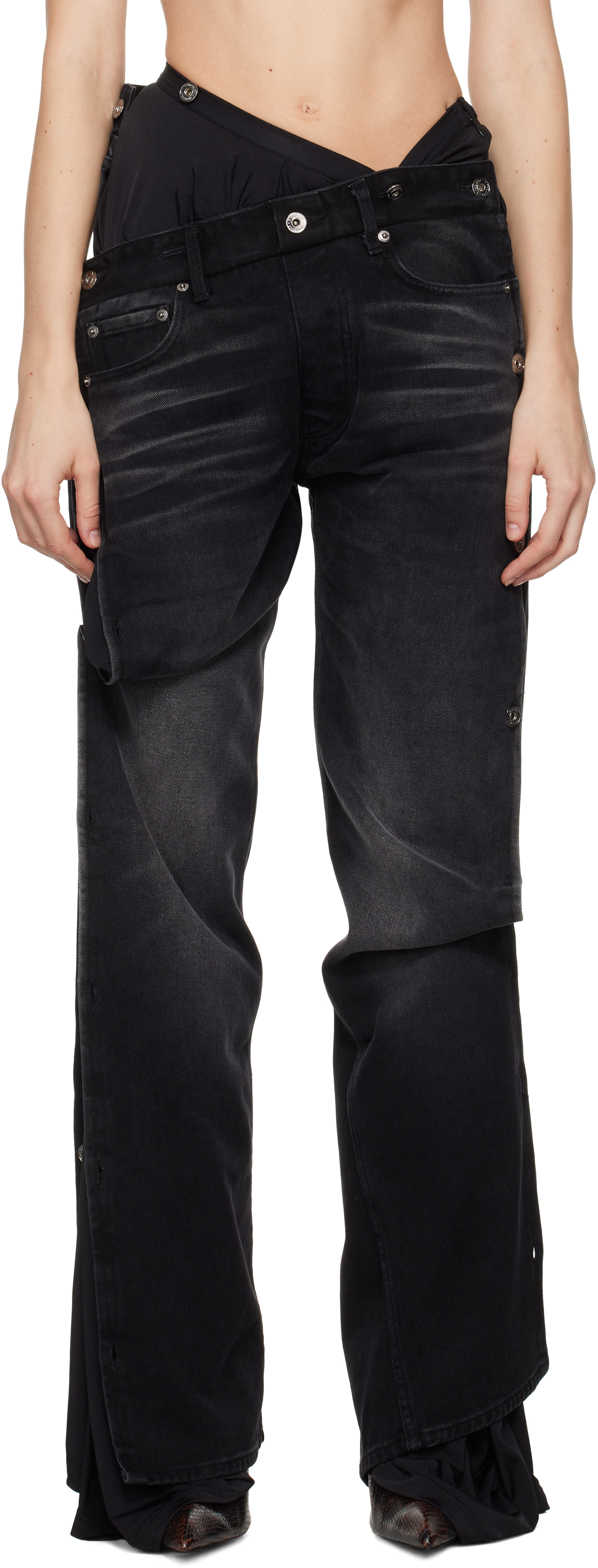 Black Collapsed Waist Jeans