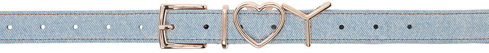 Shop Y/project Blue Y Heart 25mm Belt In Ice Blue Denim/rose