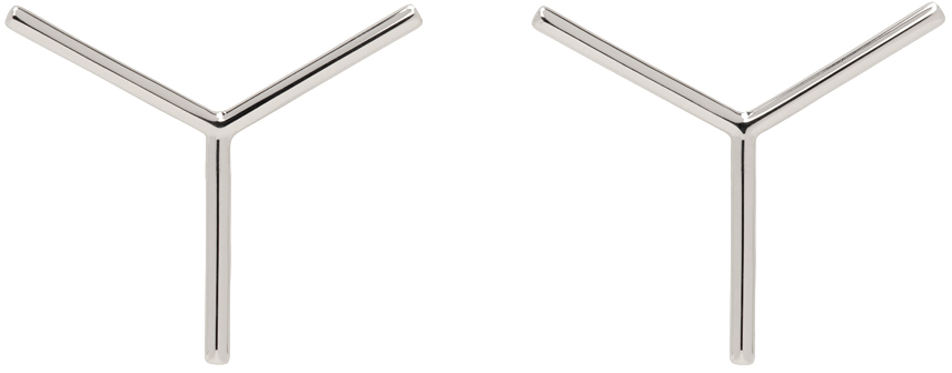 Silver 'Y' Stud Earrings