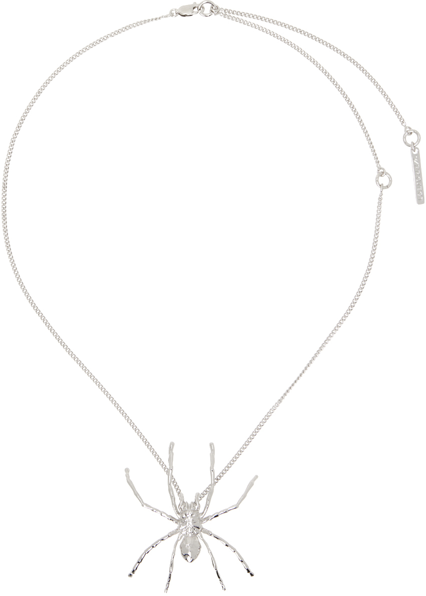 Gunmetal Spider Pendant Necklace