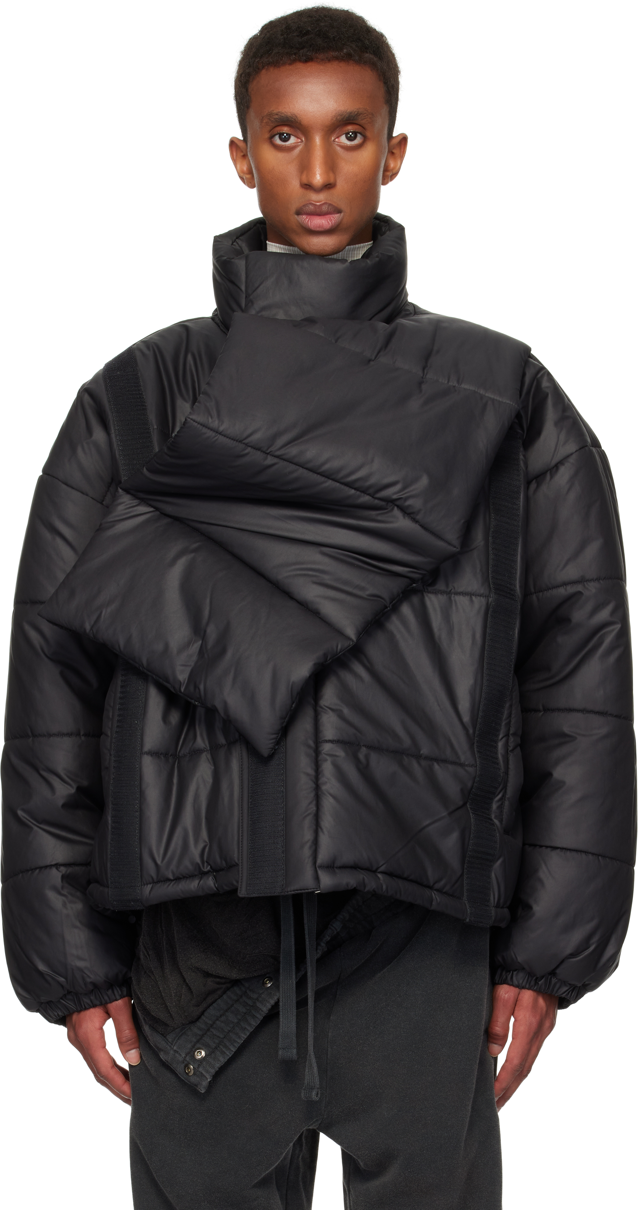 Shop Y/project Black Velcro Puffer Jacket