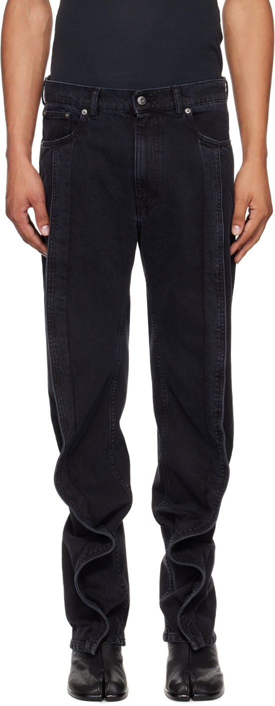 Shop Y/project Black Banana Jeans In Evergreen Black