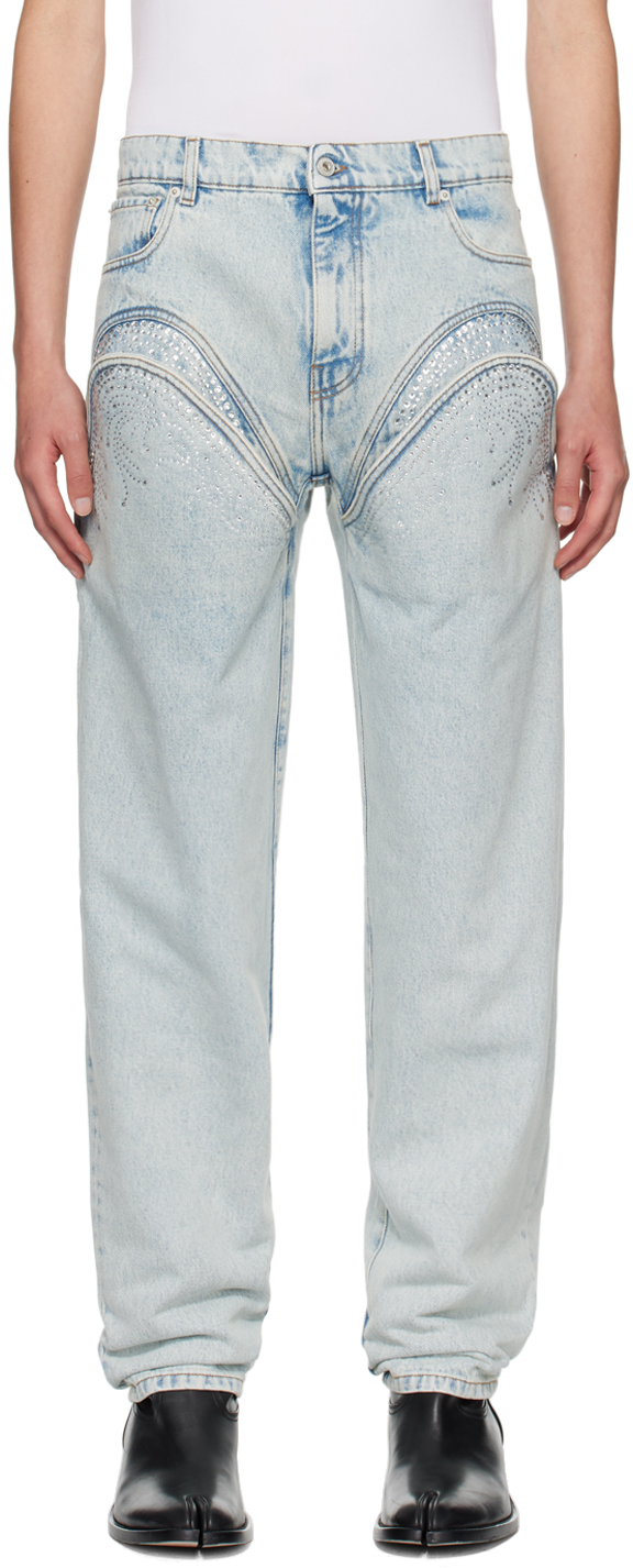 Shop Y/project Ssense Exclusive Blue Cut Out Jeans In Ice Blue