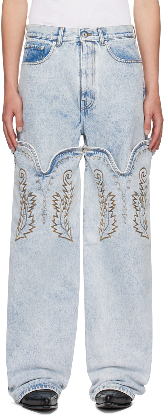 SSENSE Exclusive Blue Maxi Cowboy Cuff Jeans