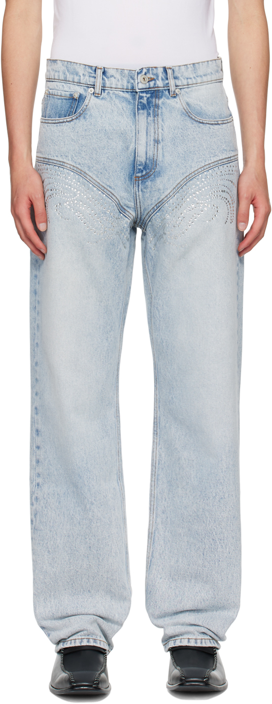 Shop Y/project Ssense Exclusive Blue Crystal Jeans In Ice Blue