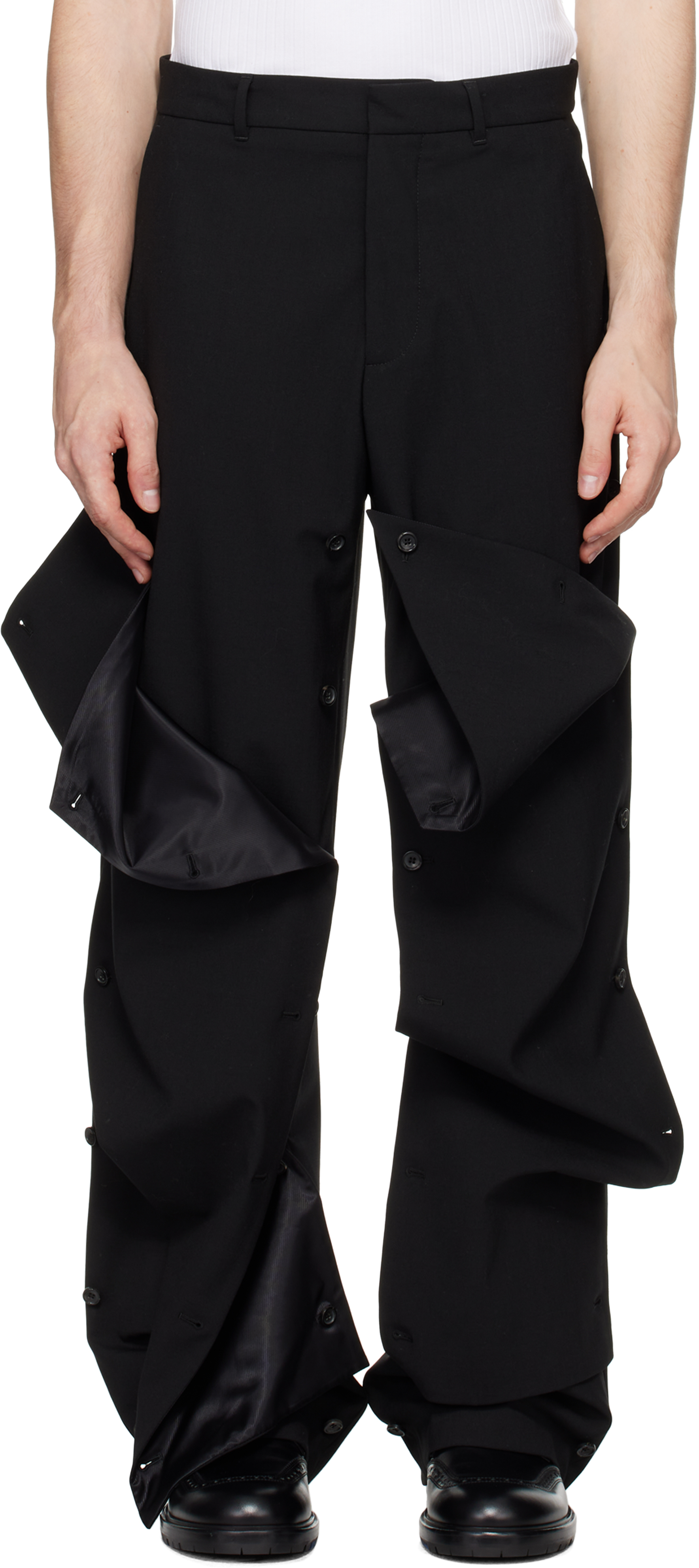 Black Button Panel Trousers