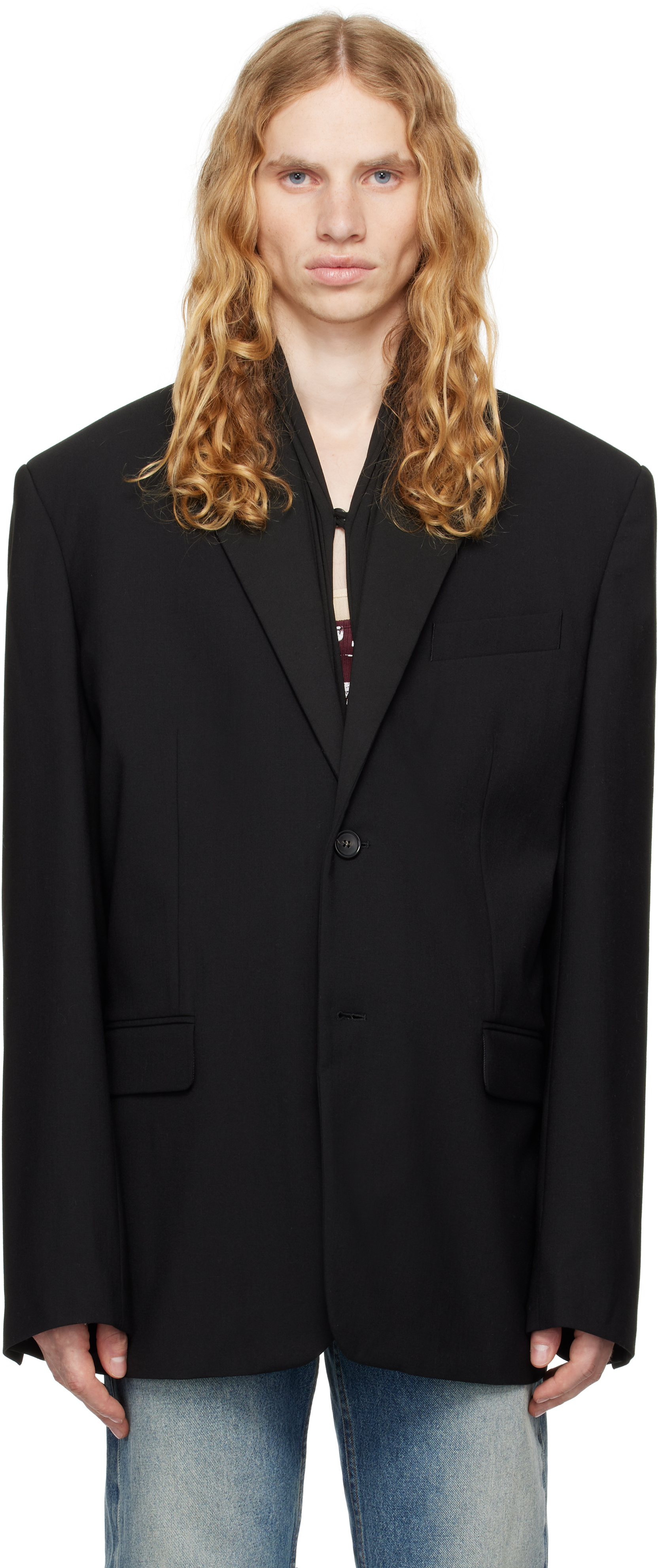 Shop Y/project Black Draped Lapel Blazer