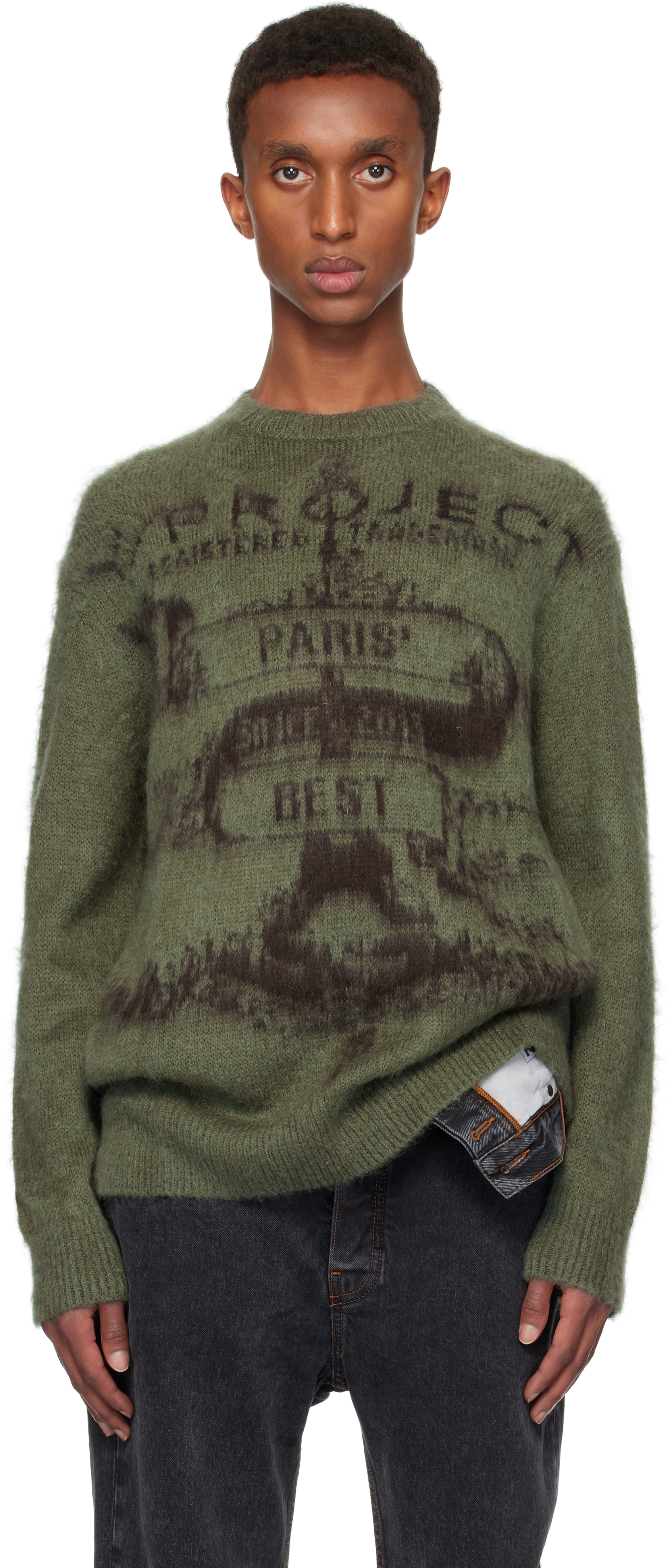 Shop Y/project Green Paris' Best Jacquard Sweater In Dark Green