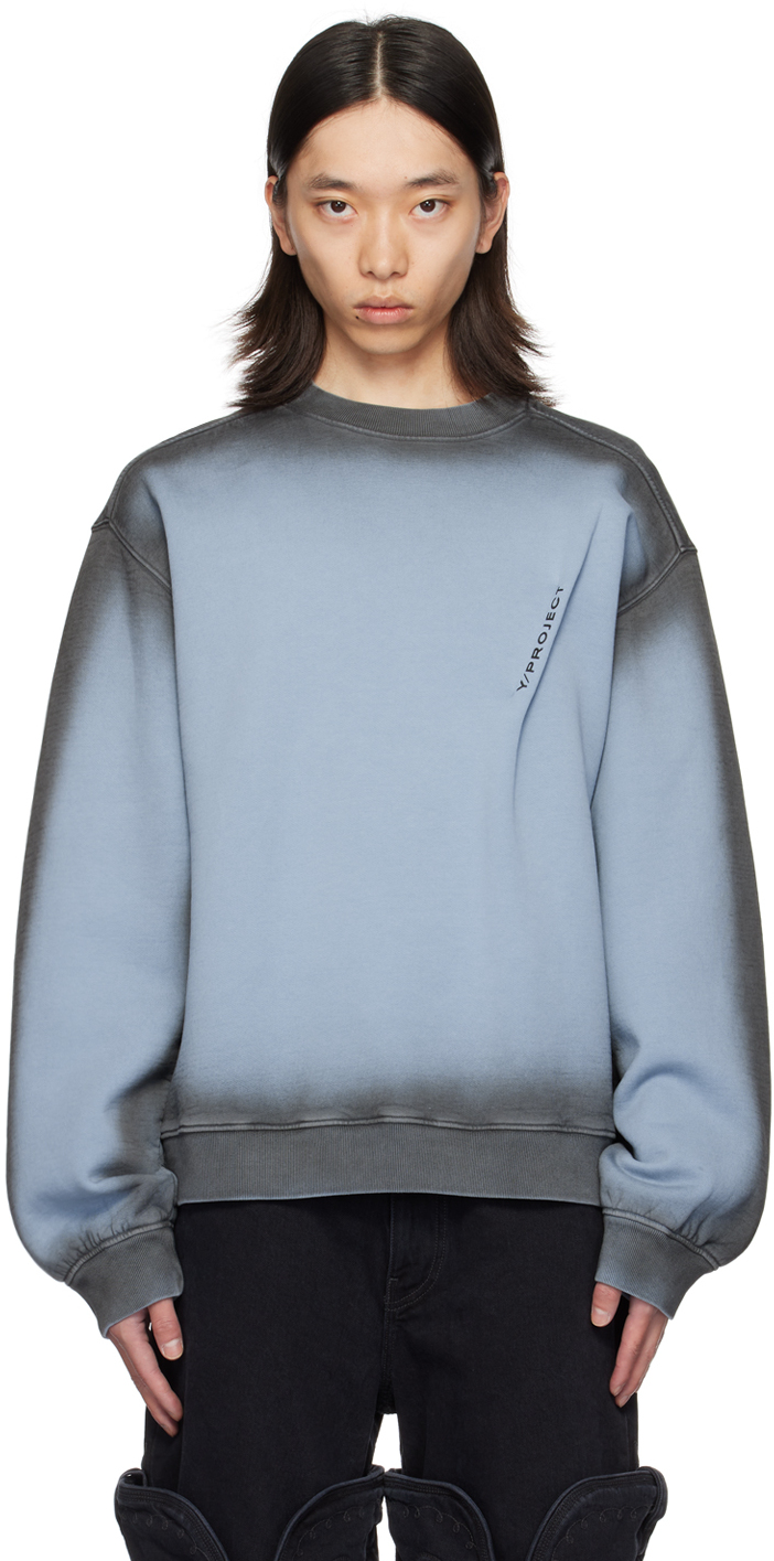 Shop Y/project Blue Pinched Logo Sweatshirt In Blue/grey