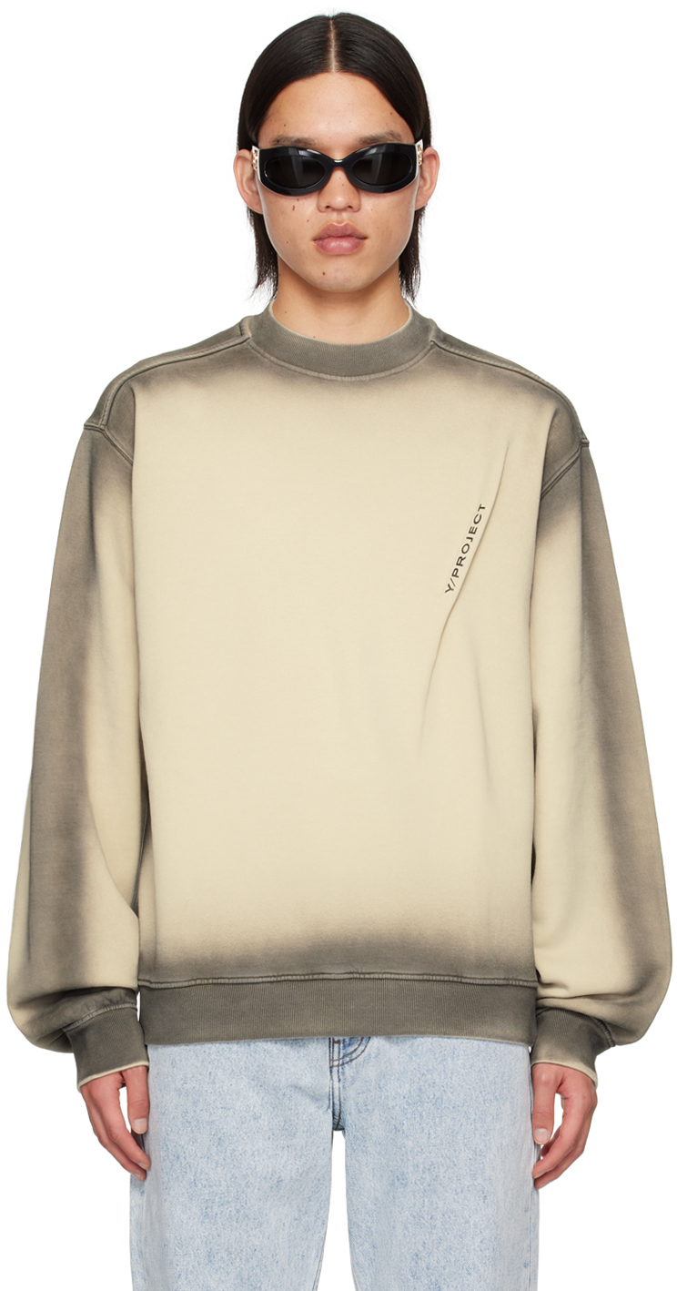 Shop Y/project Beige Pinched Logo Sweatshirt In Beige Spray