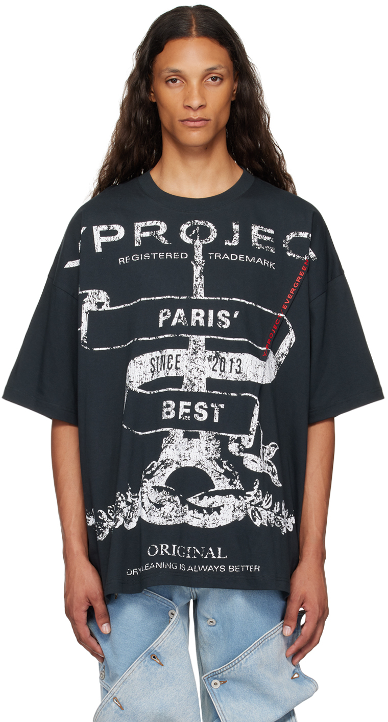 Shop Y/project Black Paris' Best' Pinched T-shirt In Evergreen Vintage Bl