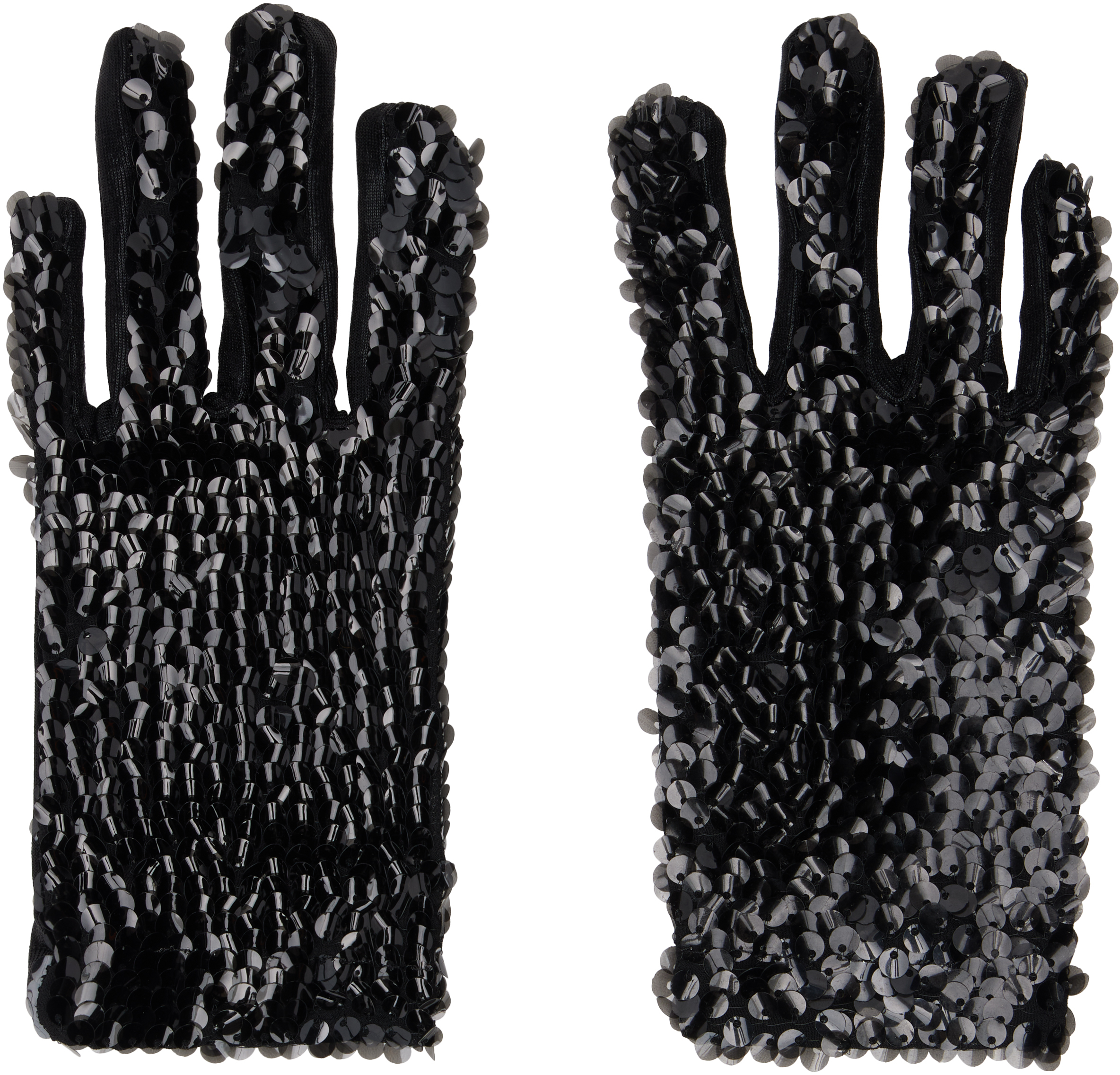 Black Short Sequin Gloves