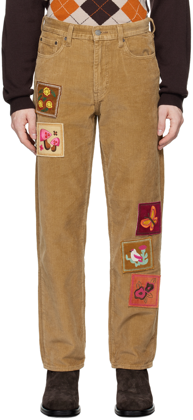 SSENSE Exclusive Brown Embroidered Velveteen Trousers