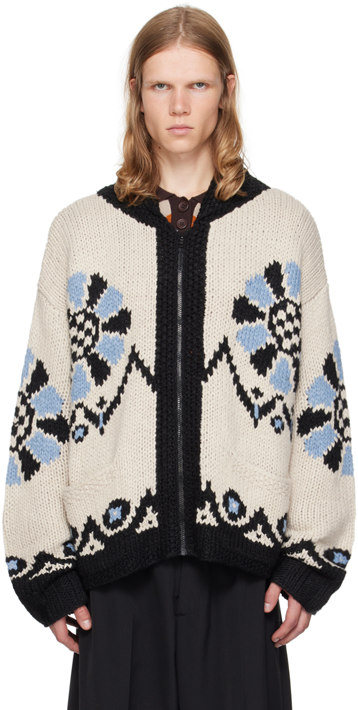 Shop Anna Sui Ssense Exclusive Black & Blue Cardigan In Black Blue