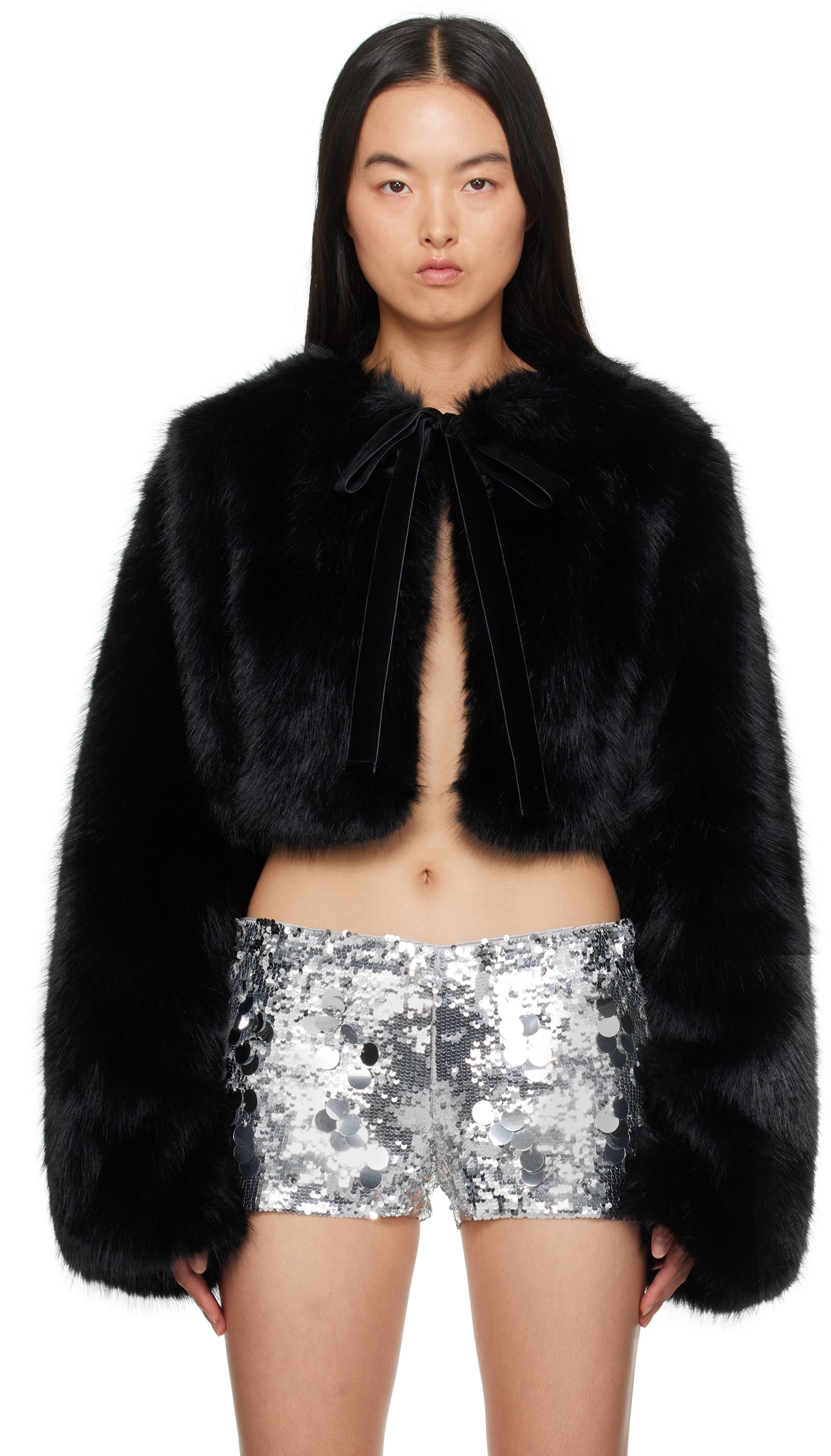 Black Alyana Faux Fur Jacket