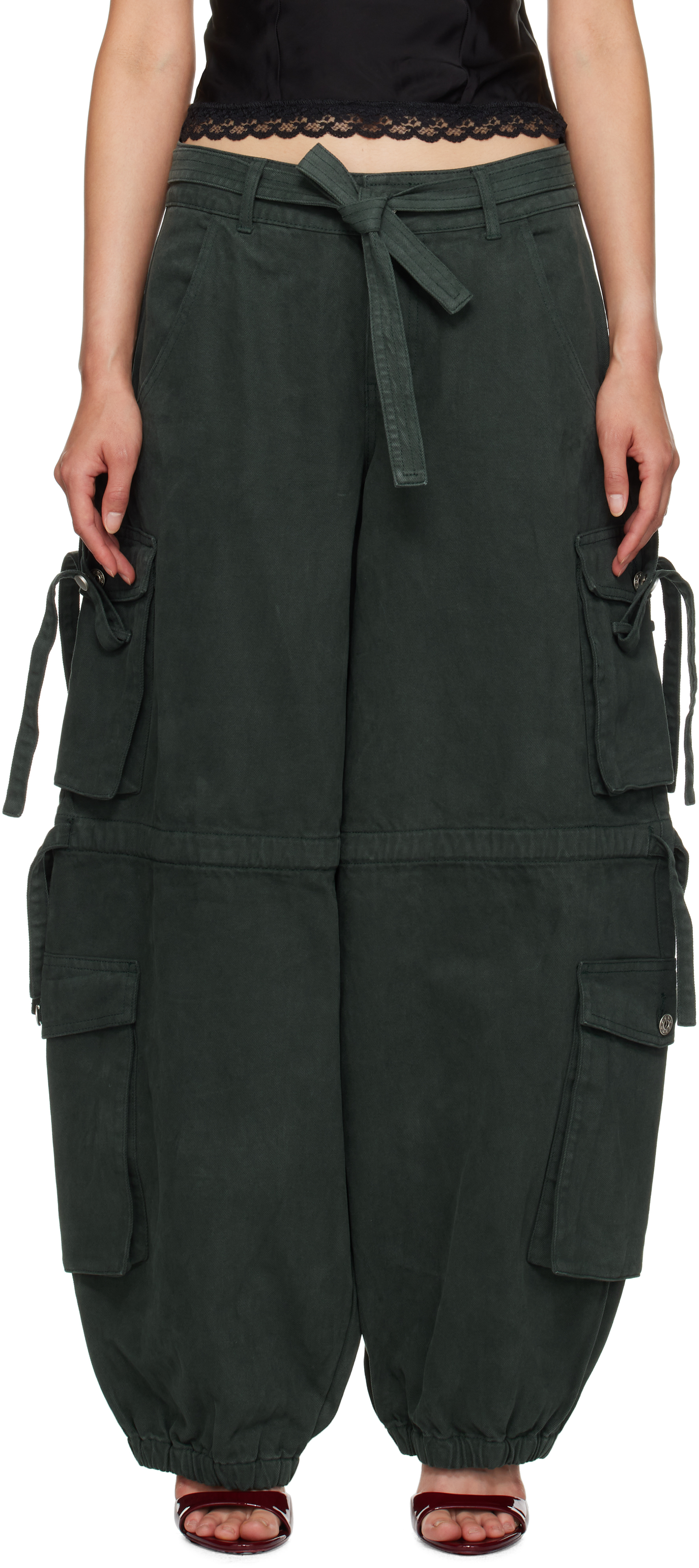 【関税込み】GUIZIO グリーン Anais カーゴパンツ Green Anais Cargo Pants by GUIZIO on Sale