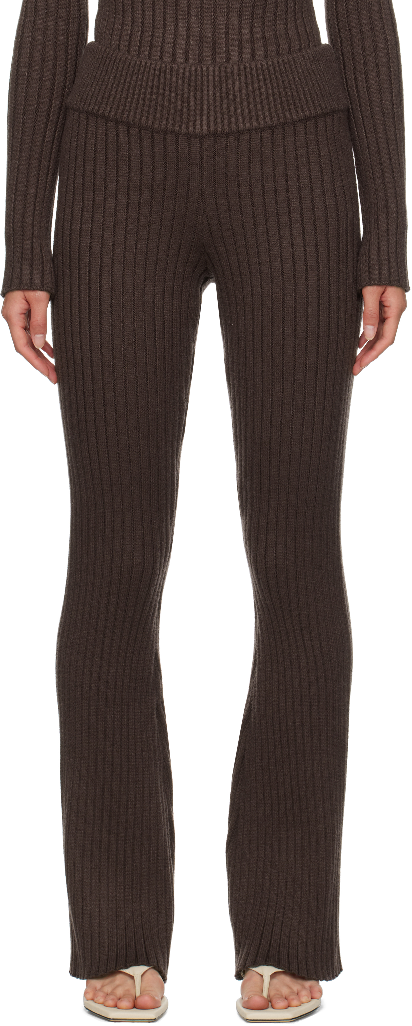 Brown Thalia Rib Lounge Pants