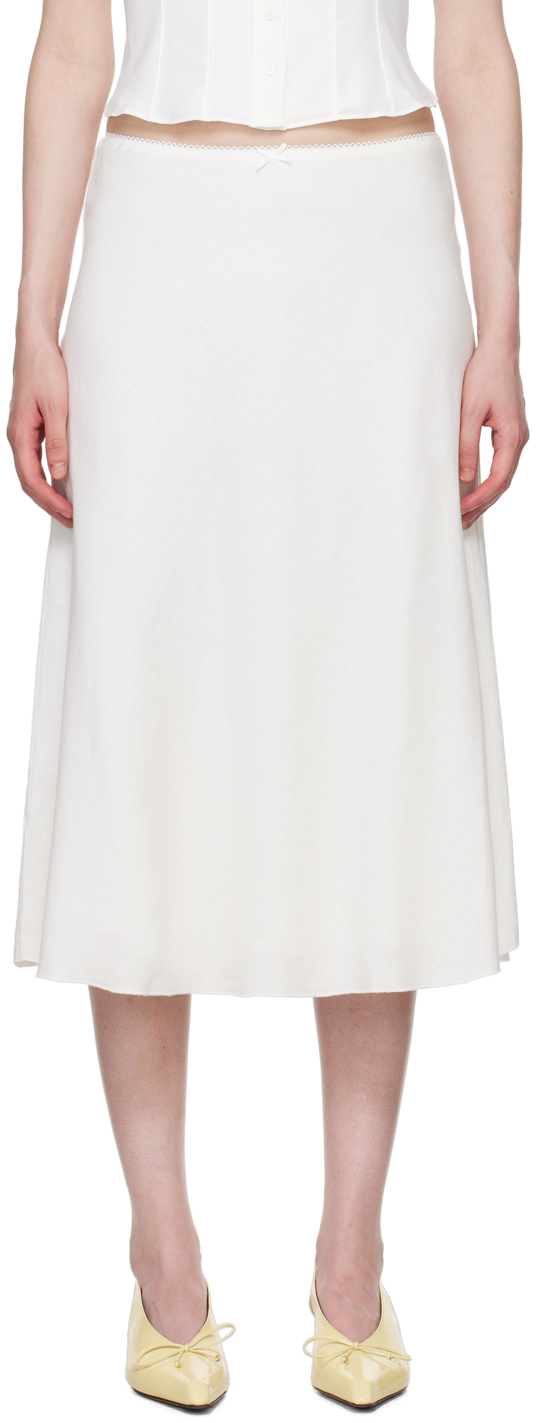 Shop Guizio White Paloma Midi Skirt