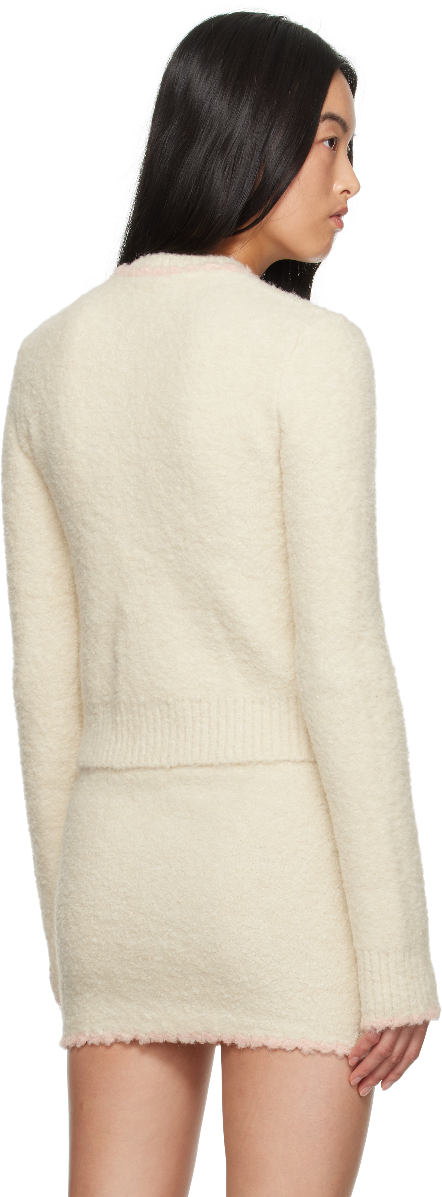 Guizio Off-white Palmyra Knit Cardigan In Ivory Base W/ Ballet
