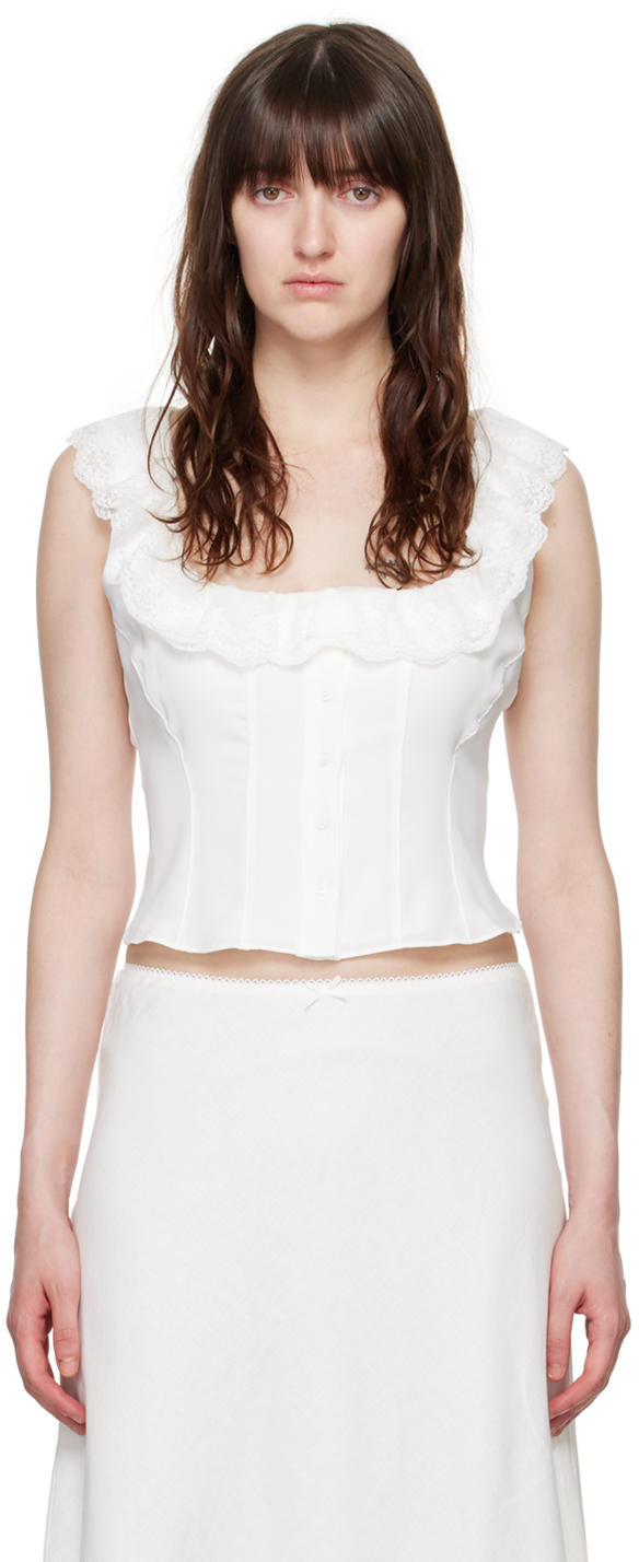 Shop Guizio White Paloma Tank Top