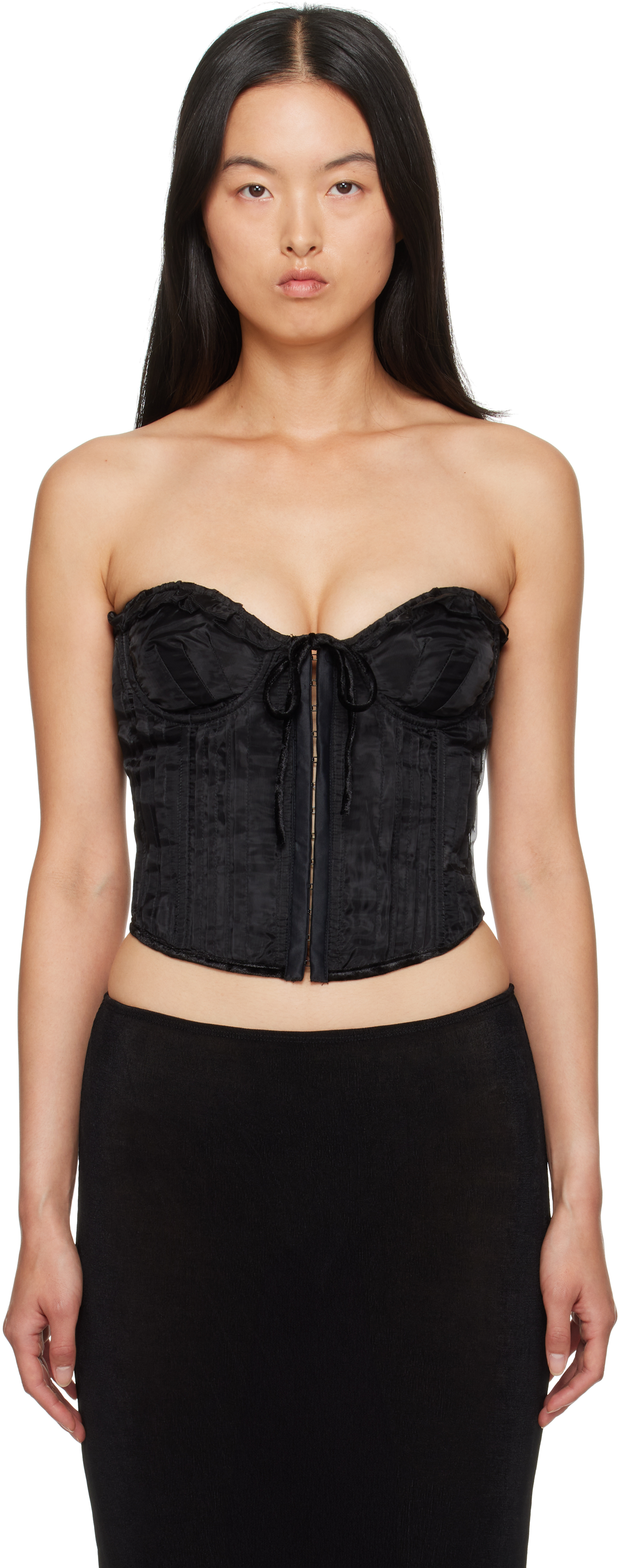 Shop Guizio Black Pintuck Corset