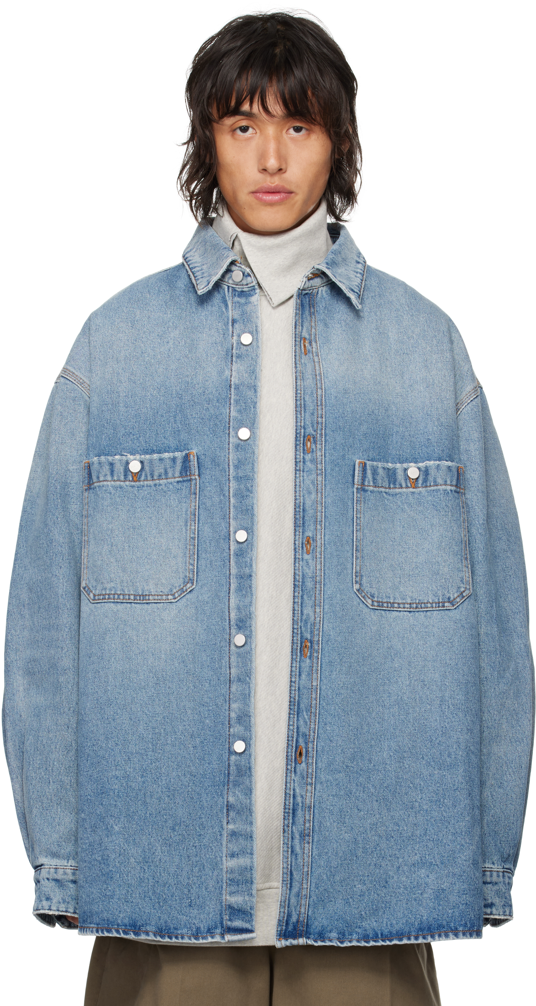 Blue Faded Denim Overshirt