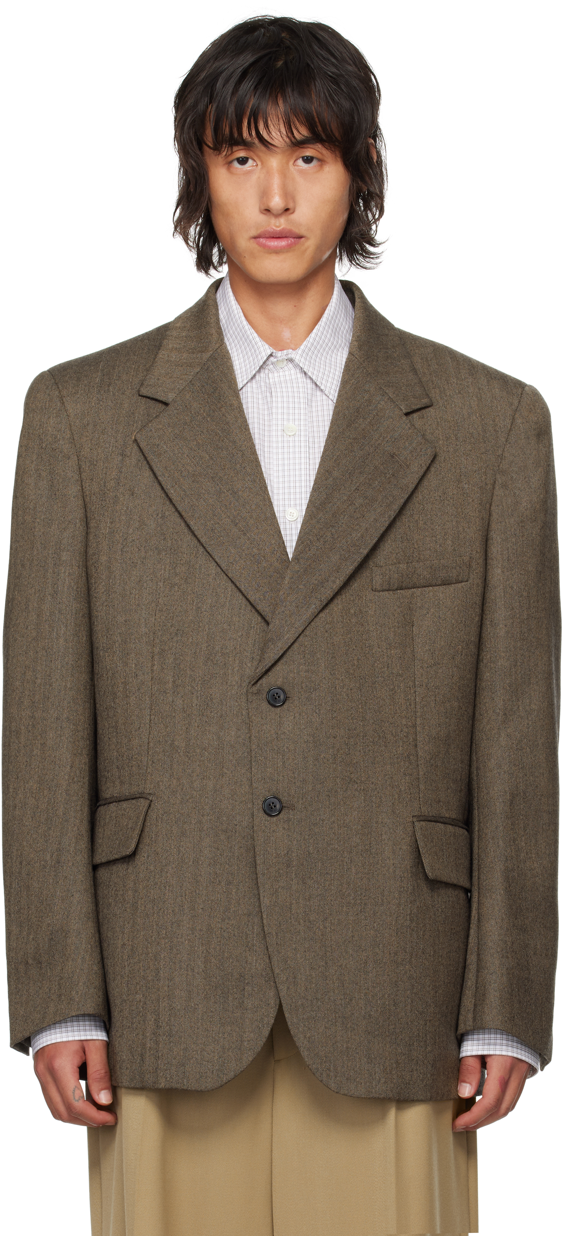 Hed Mayner Brown Herringbone Blazer In Hz113x-201