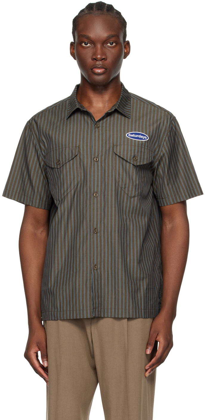 Shop Saturdays Surf Nyc Brown Bruce Shirt In Dark Earth