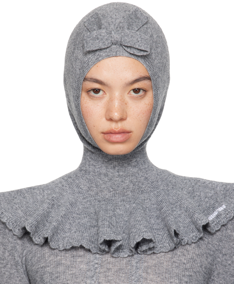 Shushu-tong Gray Cape Balaclava In Gr100 Grey