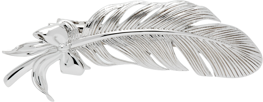 Silver YVMIN Edition Straight Feather Bowknot Hair Clip