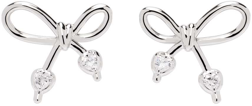 SSENSE Exclusive Silver YVMIN Edition Knotted Bow Earrings